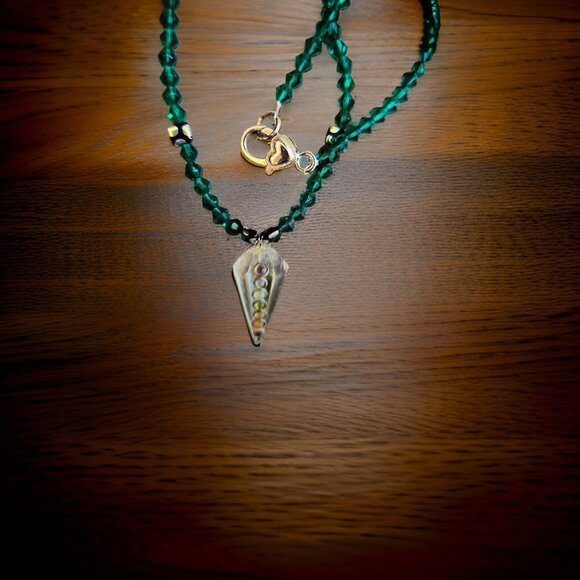 Green beaded Chakra Necklace~ 20 inches - Picture 2 of 2